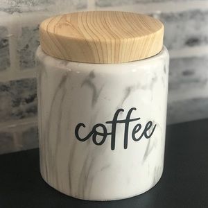 Marble Coffee Canister with Handwritten Lettering